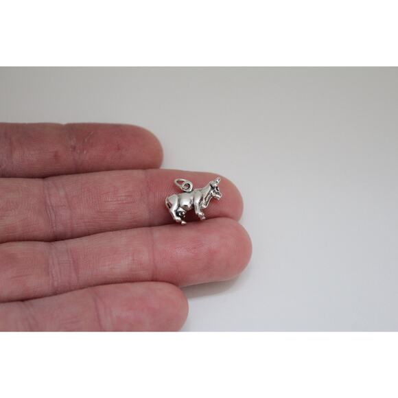 Sterling Silver Oxidized Cow Charm, Sterling Silver Cow Charm,  Cow Pendant - Picture 3 of 5